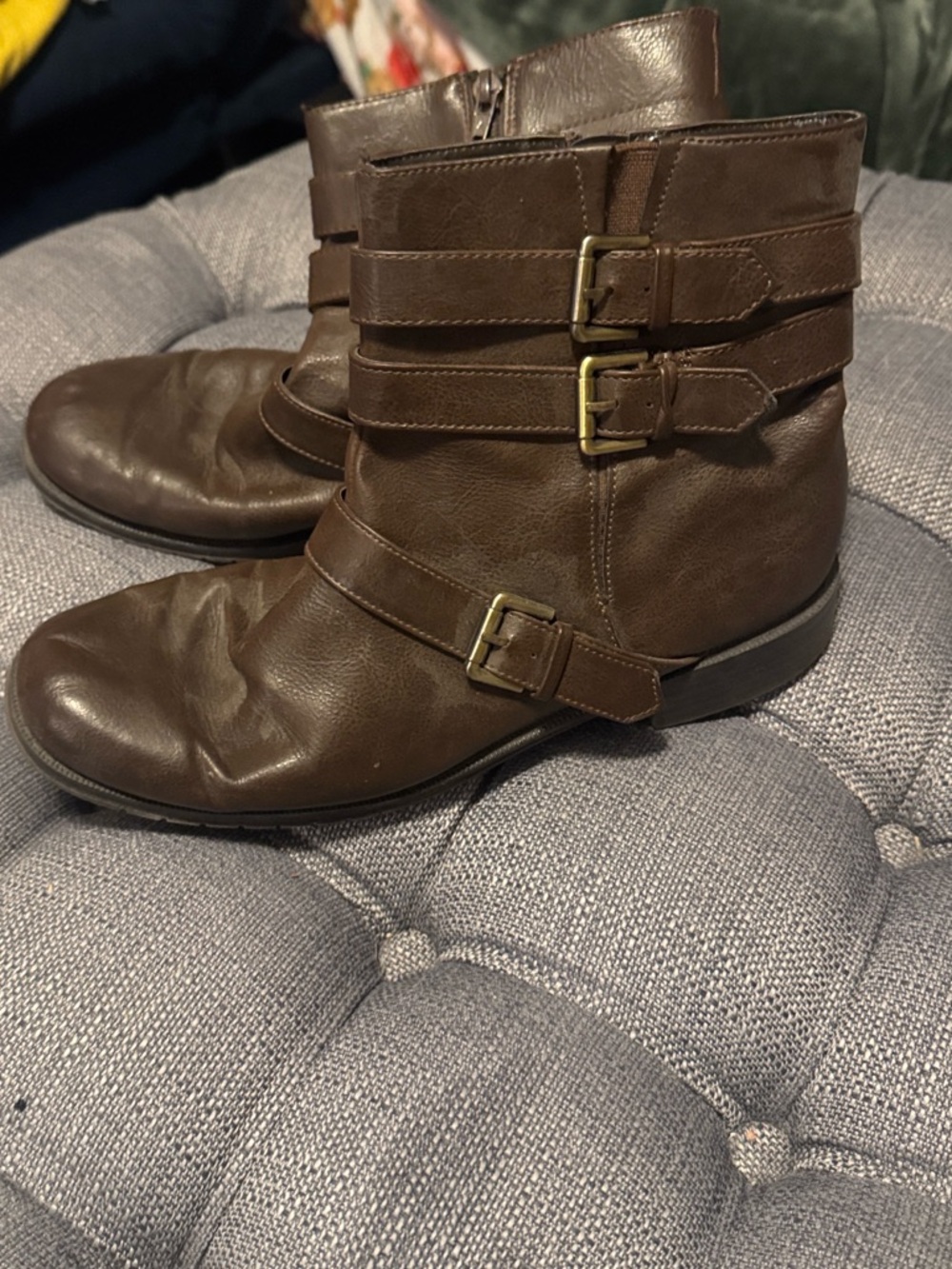 Women’s Brown Buckle Strap Ankle Boots